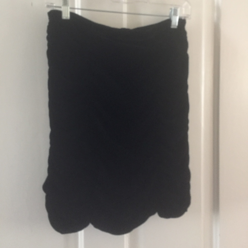 Rouched, Black Velvet Skirt